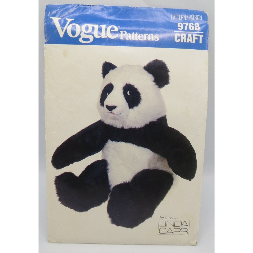 Vogue Patterns 9768 Stuffed Panda Craft One Size Vintage 1986 Plush Toy Animal